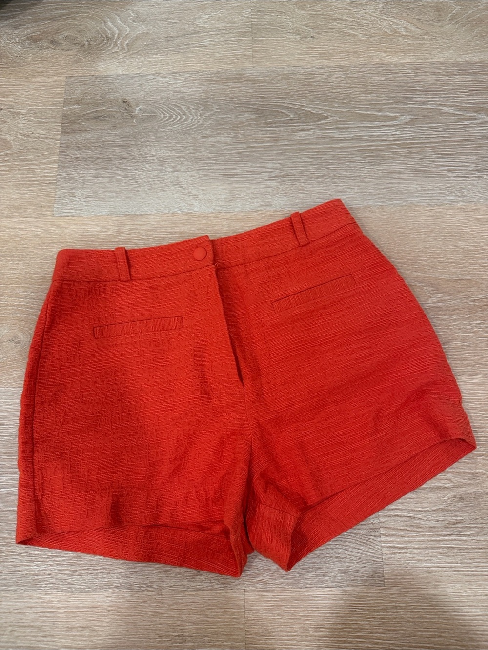 ba&sh High Waist Textured Orange-Red Shorts
